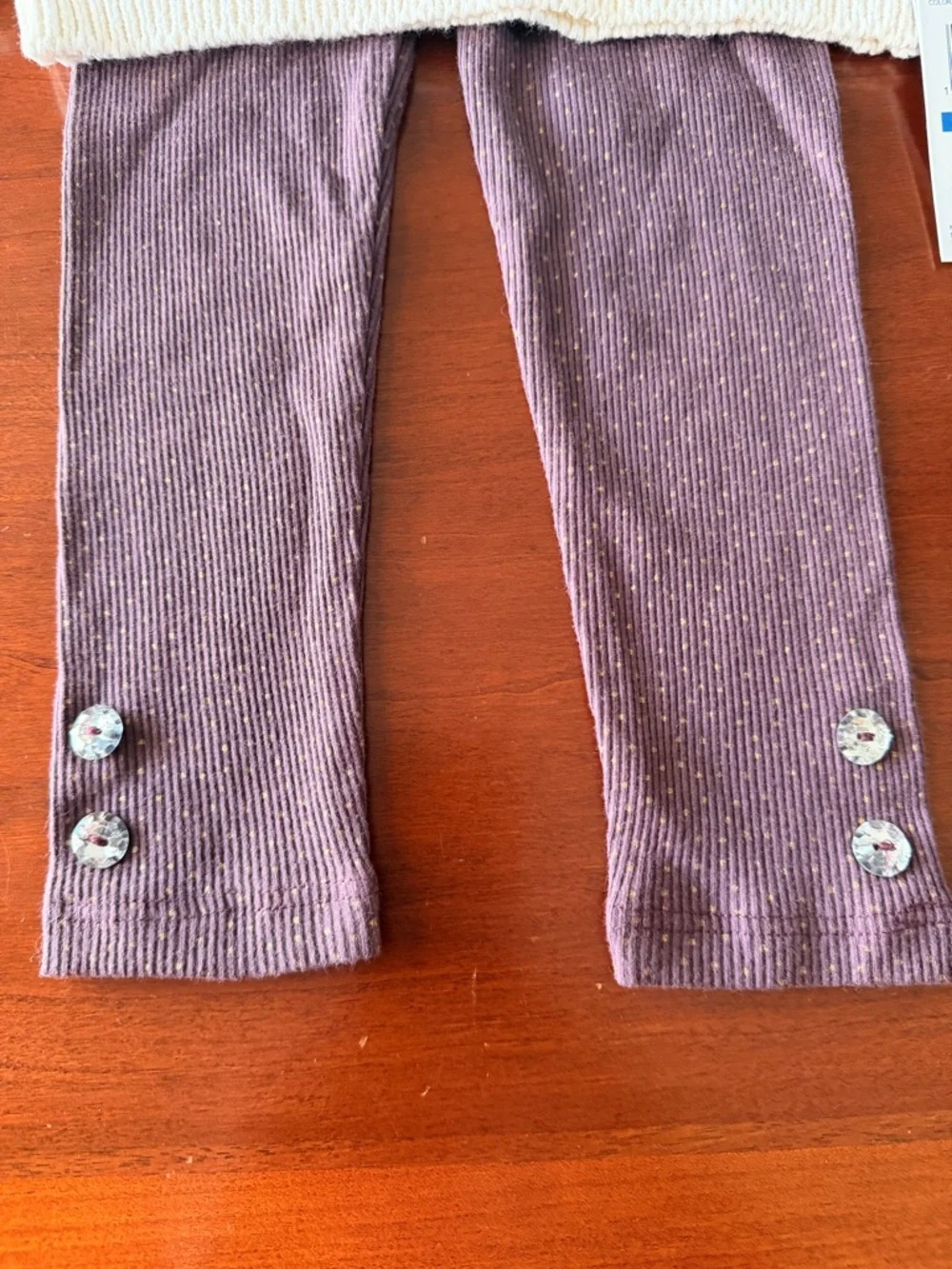 Little Lass Cream and Pink Knit Toddler Pants Set 2T - Picture 2 of 7